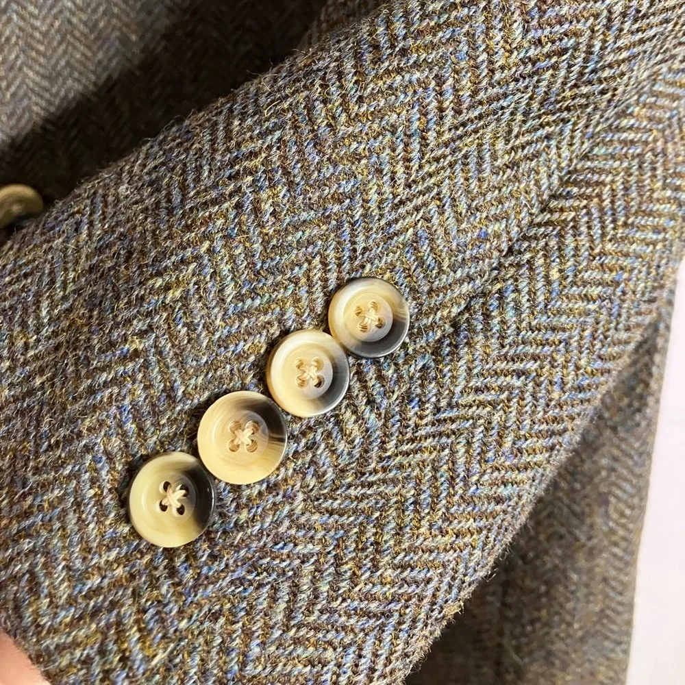 Men’s 100% Wool Blazer, 42L, Herringbone, Sage, by Nautica, Prof/Business
